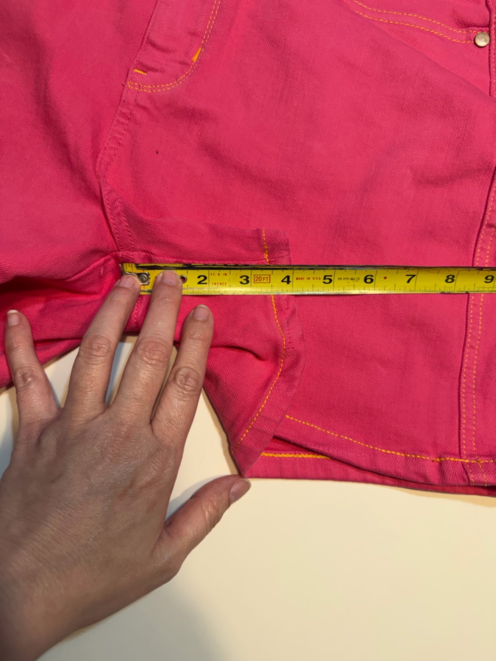 Judy Blue XL pink Jean shorts yellow stitching - Picture 5 of 9
